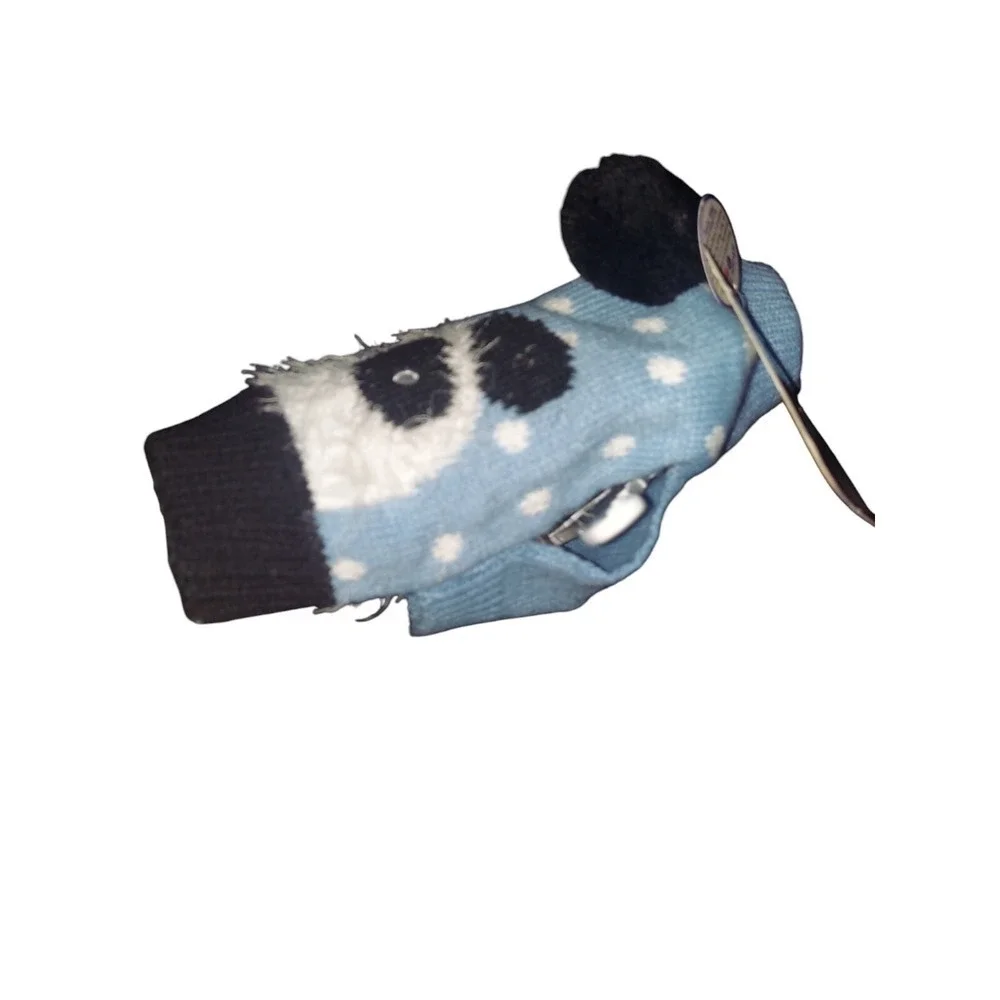 Blue Panda Pom Pom Polka Dots Knit Sweater Dog Pet Size Large New Fashion